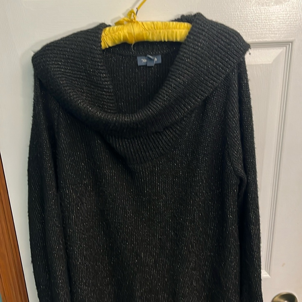 Modcloth size 2X Black and Silver Dressy Sweater Cowl Neck